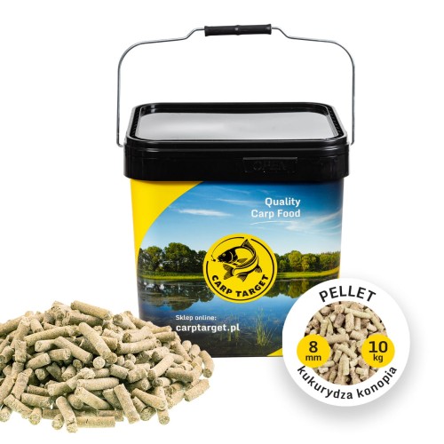 Pellet Wędkarski Zanętowy Kukurydza Konopie 8mm 10kg + Wiadro 17L