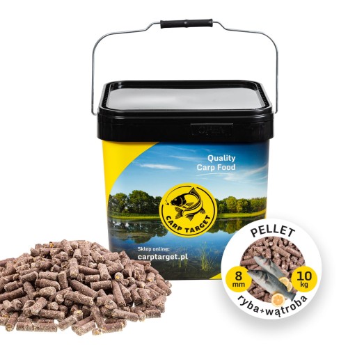 Pellet Wędkarski Zanętowy Ryba + Wątroba 8mm 10kg + Wiadro 17L